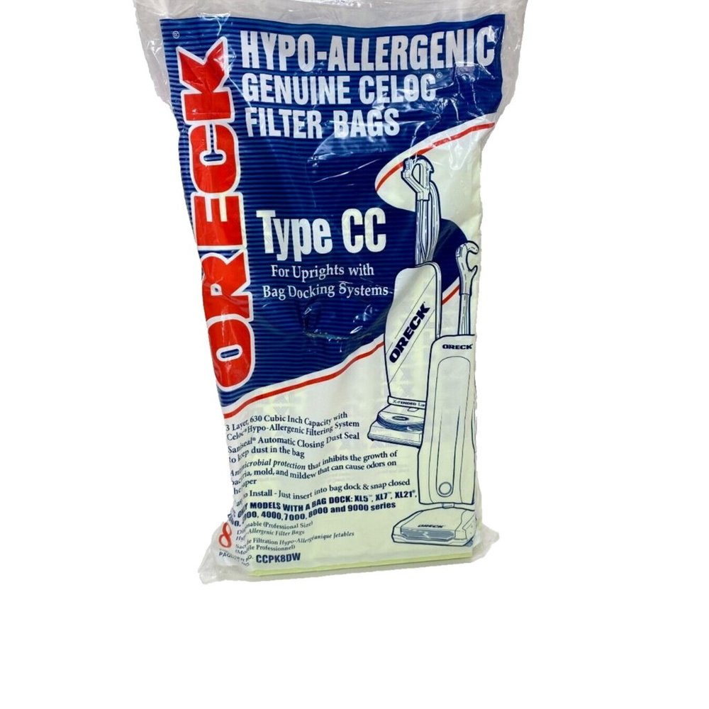 8-Pack Genuine Oreck Type CC Hypo Allergenic CCPK8DW Vacuum Filter Bags SEALED